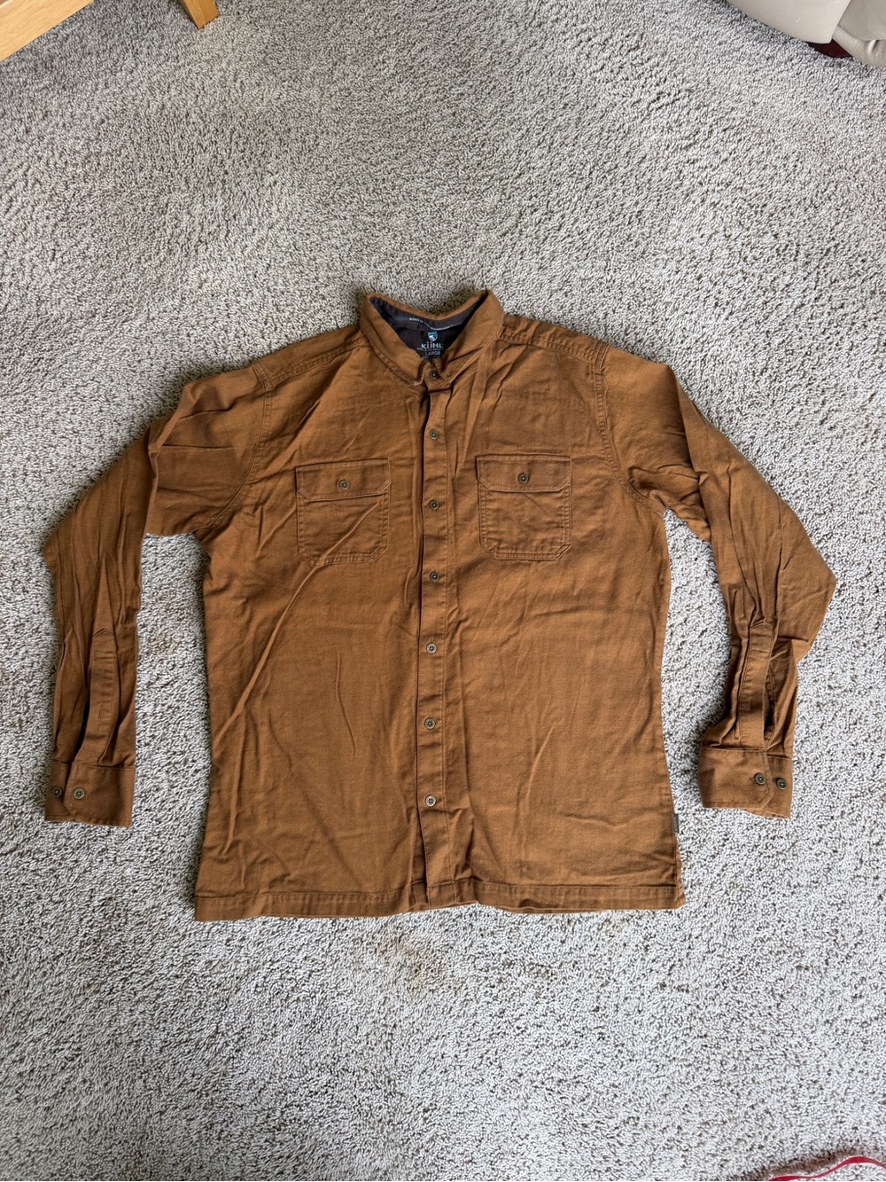 Kuhl Men's Rust Brown Lightweight work Shirt Large long sleeve button up